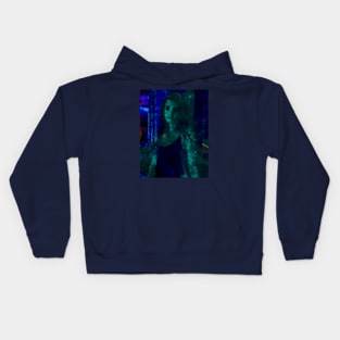 Beautiful girl in blue and green dark tones. Very nice. Kids Hoodie